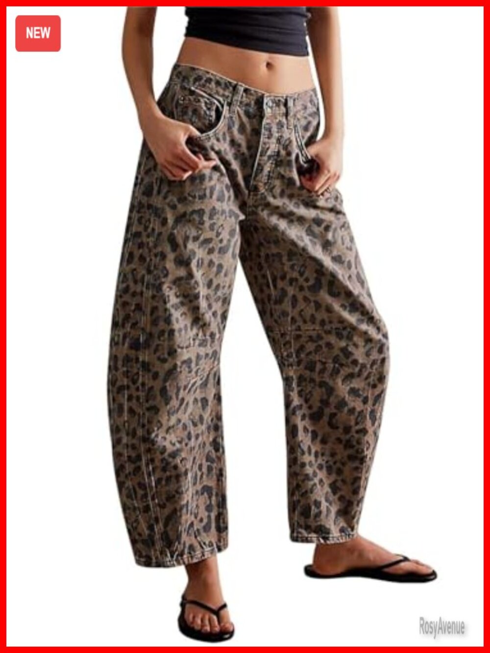 Mid Rise Barrel Jeans Stretchy Wide Leg Cropped Denim Pants